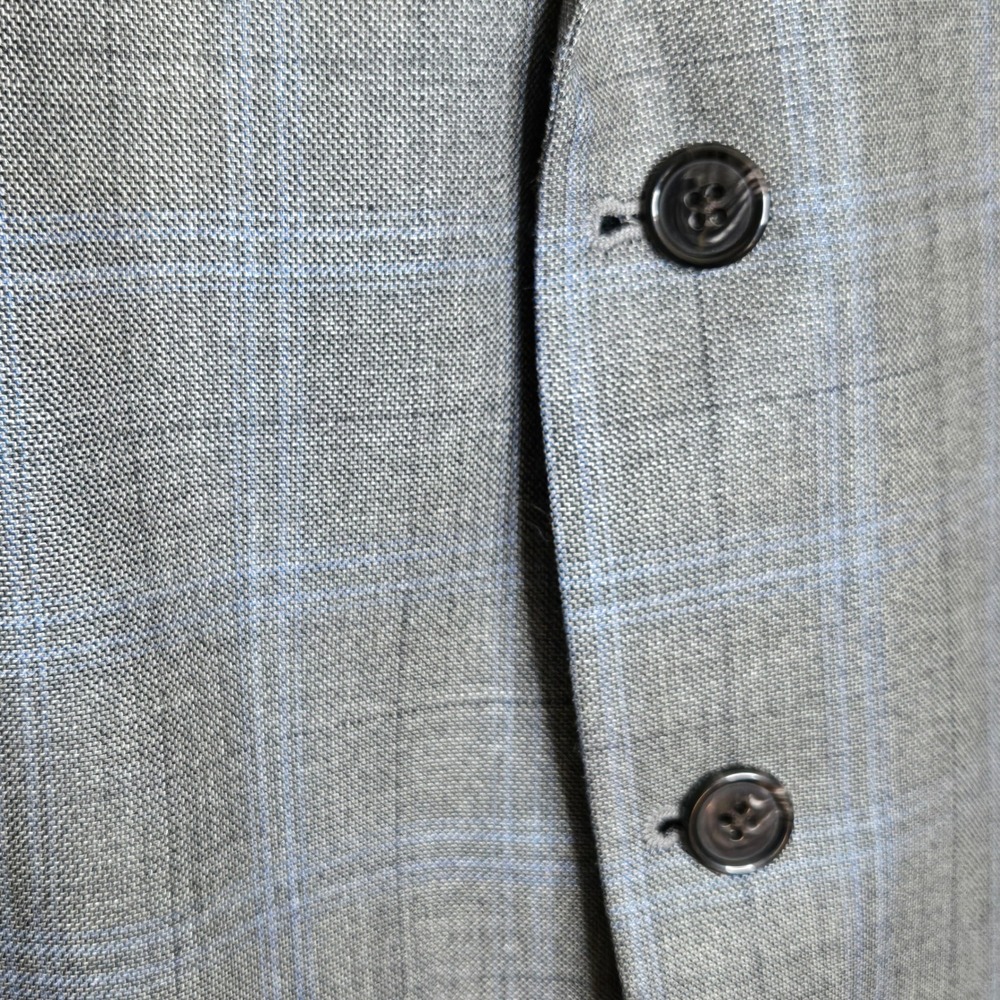 Lauren Ralph Lauren Silk Wool Blazer 50R Grey Blue Plaid Sport Coat Prep Classic - Picture 7 of 9